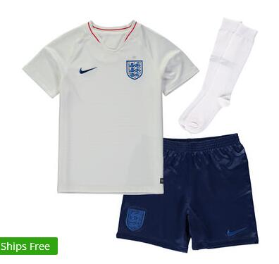 England National Team Nike Youth 2018 Home Stadium Jersey Kit – White