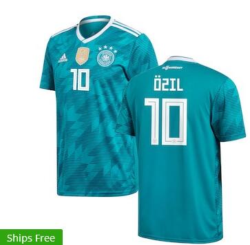 Men Mesut Özil Germany National Team adidas 2018 Away Replica Player Jersey – Green