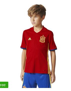 Spain adidas Youth 2016/17 Home Jersey - Scarlet/Yellow