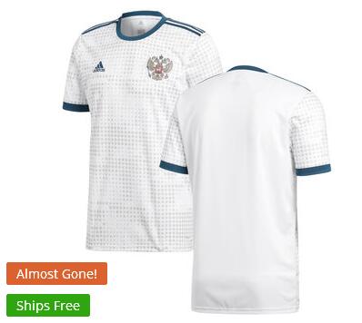 Men Russia National Team adidas 2018 Away Replica Blank Jersey – White/Green