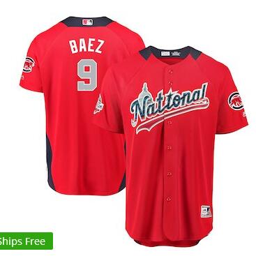 Men's National League Javier Baez Majestic Red 2018 MLB All-Star Game Home Run Derby Player Jersey