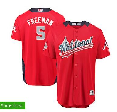 Men's National League Freddie Freeman Majestic Red 2018 MLB All-Star Game Home Run Derby Player Jersey