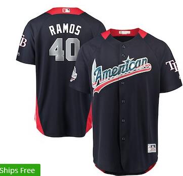Men's American League Wilson Ramos Majestic Navy 2018 MLB All-Star Game Home Run Derby Player Jersey
