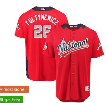 Men's National League Mike Foltynewicz Majestic Red 2018 MLB All-Star Game Home Run Derby Player Jersey Custom