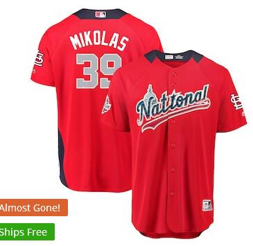 Men's National League Miles Mikolas Majestic Red 2018 MLB All-Star Game Home Run Derby Player Jersey