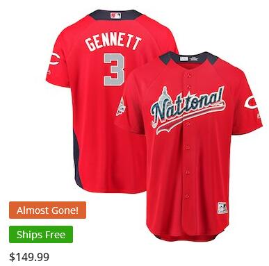 Men's National League Scooter Gennett Majestic Red 2018 MLB All-Star Game Home Run Derby Player Jersey