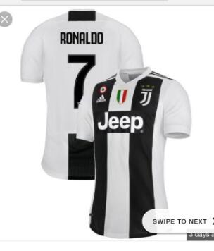 Cristiano Ronaldo 7# Juventus 18-19 Black White Men's  Home Jersey