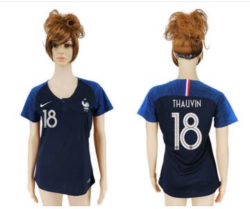 France 18 THAUVIN Home Women 2018 FIFA World Cup Soccer Jersey