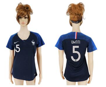 France 5 UMTITI Home Women 2018 FIFA World Cup Soccer Jersey