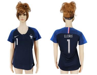 France 1 LLORIS Home Women 2018 FIFA World Cup Soccer Jersey