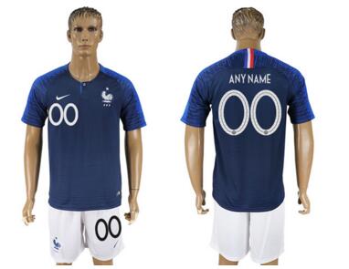 France Home 2018 FIFA World Cup Men's Customized Jersey