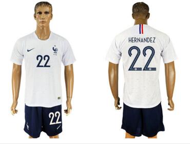 France 22 HERNANDEZ Away 2018 FIFA World Cup Soccer Jersey
