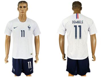 France 11 DEMBELE Away 2018 FIFA World Cup Soccer Jersey