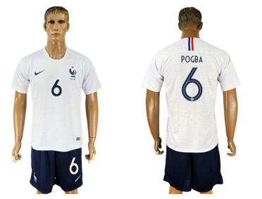 France 6 POGBA Away 2018 FIFA World Cup Soccer Jersey