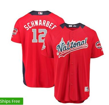 Men's National League Kyle Schwarber Majestic Red 2018 MLB All-Star Game Home Run Derby Player Jersey Custom