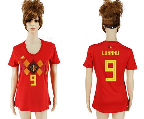 Belgium 9 LUKAKU Home Women 2018 FIFA World Cup Soccer Jersey