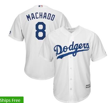 Men's Los Angeles Dodgers Manny Machado Majestic White Big & Tall Cool Base Player Jersey
