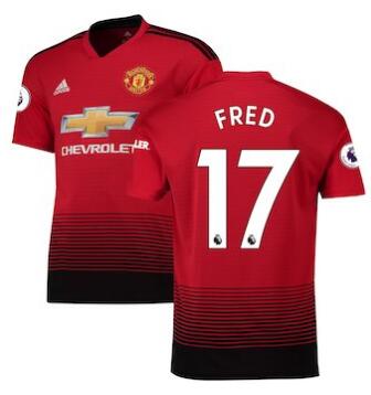 Men's adidas Fred Red Manchester United 2018/19 Home Replica Player Jersey
