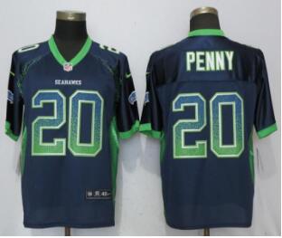 Nike Seattle Seahawks #20 Rashaad Penny Navy Drift Fashion Elite Jersey
