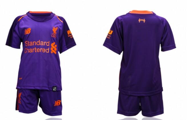 Kid's Liverpool New Balance 2018/19 Away Replica Jersey – Purple