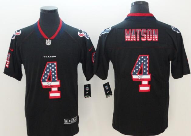 Nike Houston Texans #4 Deshaun Watson Black USA Flag Fashion Color Rush Limited Jersey