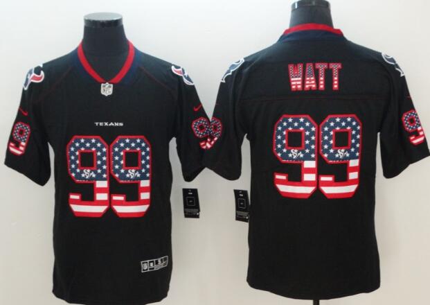 Nike Houston Texans #99 Watt Black USA Flag Fashion Color Rush Limited Jersey