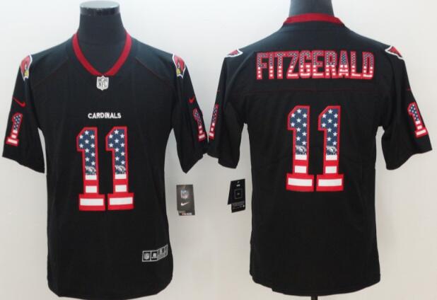 Nike Arizona Cardinals #11 Larry Fitzgerald Black USA Flag Fashion Color Rush Limited Jersey