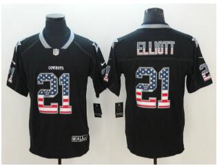 Nike Dallas Cowboys #21 Ezekiel Elliott Black USA Flag Fashion Color Rush Limited Jersey