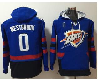 Thunder #0 Russell Westbrook Blue Name & Number Pullover NBA Hoodie