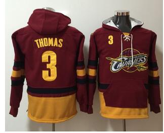 Cavaliers #3 Isaiah Thomas Red Name & Number Pullover NBA Hoodie