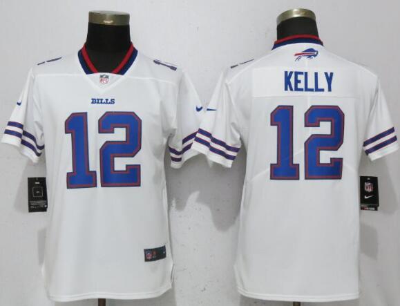 Women New Nike Buffalo Bills 12 Kelly White 2017 Vapor Untouchable Elite Playe