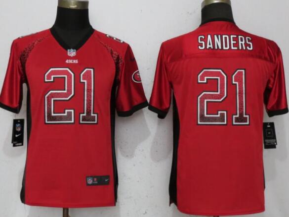 Youth NEW Nike San Francisco 49ers 21 Sanders Drift Fashion Red Elite Jersey