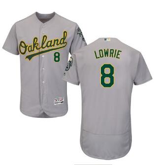 Men's Oakland Athletics #8 Jed Lowrie Grey Flexbase Authentic Collection Stitched Baseball Jersey