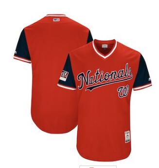 Men's Washington Nationals Blank Majestic Red 2018 Players' Weekend Authentic Team Jersey