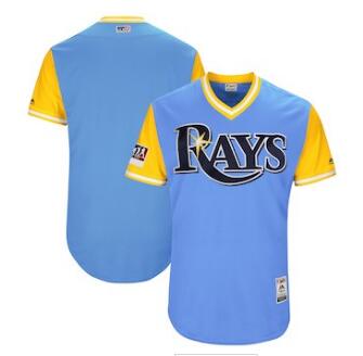 Men's Tampa Bay Rays Blank Majestic Light Blue 2018 Players' Weekend Authentic Team Jersey