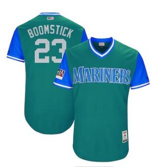 Men's Seattle Mariners #23 Nelson Cruz Boomstick Majestic Aqua 2018 Players' Weekend Authentic Jersey - 副本