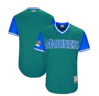 Men's Seattle Mariners Blank Majestic Aqua 2018 Players' Weekend Authentic Team Jersey