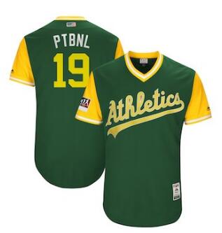 Men's Oakland Athletics 19 Josh Phegley PTBNL Majestic Green 2018 Players' Weekend Authentic Jersey