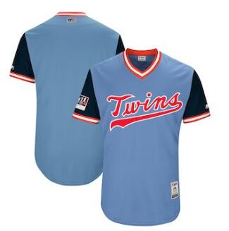 Men's Minnesota Twins Blank Majestic Light Blue 2018 Players' Weekend Authentic Team Jersey