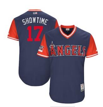Men's Los Angeles Angels 17 Shohei Ohtani Showtime Majestic Navy 2018 Players' Weekend Authentic Jersey