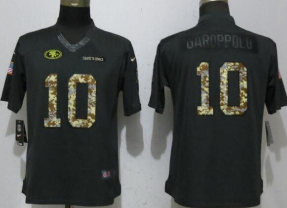 Women New Nike San Francisco 49ers 10 Garoppolo Anthracite Salute To Service Limited Jersey