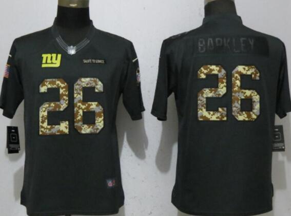 Women New Nike New York Giants 26 Barkley Anthracite Salute To Service Limited Jersey