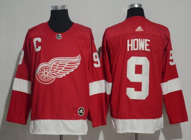 Men Adidas Detroit Red Wings #9 Gordie Howe Red Home Stitched Jersey