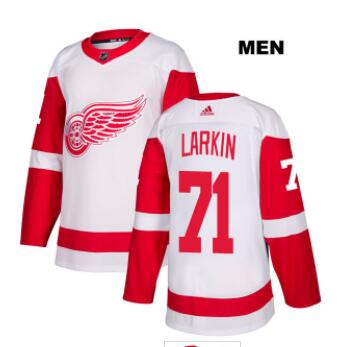 Mens Adidas Detroit Red Wings #71 Dylan Larkin White Away Authentic NHL Jersey