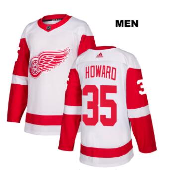 Mens Adidas Detroit Red Wings #35 Jimmy Howard White Away Authentic NHL Jersey