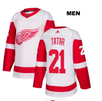 Mens Adidas Detroit Red Wings #21 Tomas Tatar White Away Authentic NHL Jersey