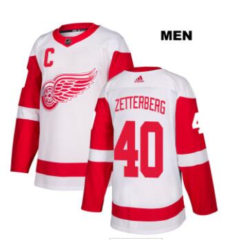Mens Adidas Detroit Red Wings #40 Henrik Zetterberg White Away Authentic NHL Jersey