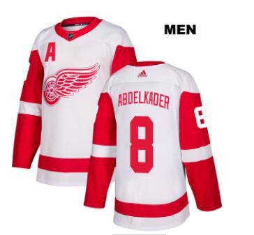 Mens Adidas Detroit Red Wings #8 Justin Abdelkade White Away Authentic NHL Jersey