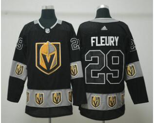 Men's Vegas Golden Knights #29 Marc-Andre Fleury Black Team Logos Fashion Adidas Jersey