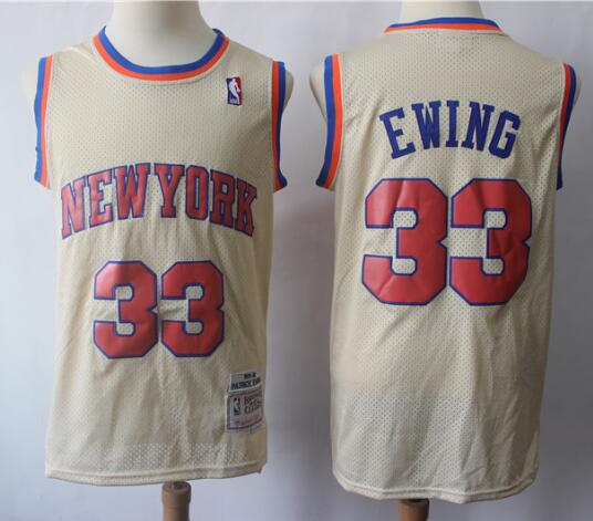 New York Knicks #33 Patrick Ewing Beige Jersey